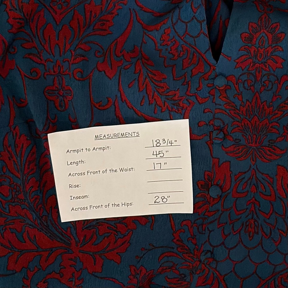 UNIQUE VINTAGE 1950s Damask Baltimore Swing Dress Blue Red Retro Pinup X-Large - Picture 13 of 13
